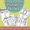 Homeschool resource image showing hand-drawn Plutarch notes and templates for student use.