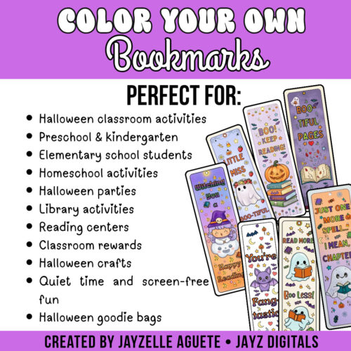 TPT_PREVIEW_20261009_114236_0001 Color Your Own Halloween Bookmarks | Halloween Coloring Pages, Coloring Sheets