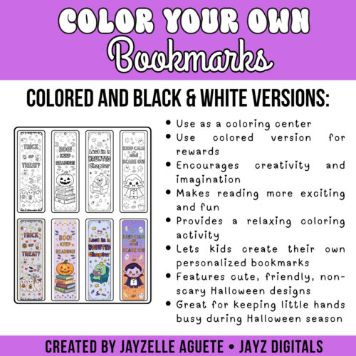 TPT_PREVIEW_20261009_114236_0002 Color Your Own Halloween Bookmarks | Halloween Coloring Pages, Coloring Sheets