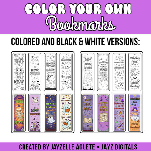TPT_PREVIEW_20261009_114236_0003 Color Your Own Halloween Bookmarks | Halloween Coloring Pages, Coloring Sheets
