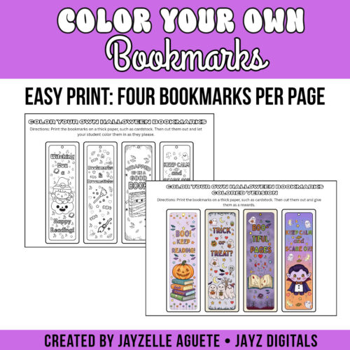 TPT_PREVIEW_20261009_114236_0004 Color Your Own Halloween Bookmarks | Halloween Coloring Pages, Coloring Sheets