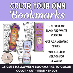Color Your Own Halloween Bookmarks | Halloween Coloring Pages, Coloring Sheets