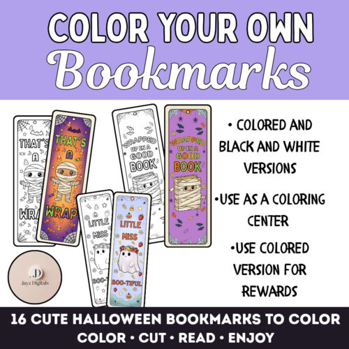 TPT_Thumbnail_20261009_084248_0000 Color Your Own Halloween Bookmarks | Halloween Coloring Pages, Coloring Sheets