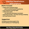 Thanksgiving Copywork Cover 2 revised Practice Thankfulness with Scripture: homeschool resource page showing printable Bible verse pages, coloring pages, gratitude journals and writing prompts for kids.