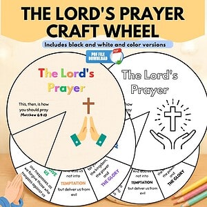 The Lord's Prayer Coloring Wheel Craft | Bible Matthew 6:9–13 Activity