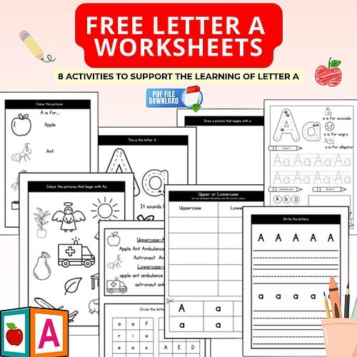 Letter A Worksheets FREE Homeschool Resource Co. offers free Letter A worksheets with activities like coloring, drawing, and writing to support early literacy skills.
