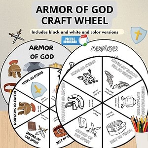 Armor of God Story Wheel Craft | Ephesians 6 Coloring Spinner | Sunday School | Christian Activity