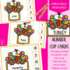 Turkey number clip cards TPT Turkey number clip cards for homeschool math: turkey cartoon with numbered cards and templates for counting and number recognition.