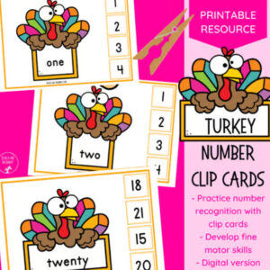 Turkey Number Clip Cards