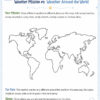 Weather Mission 1 Weather Around the World, resized World map illustration for Weather Mission #1: Weather Around the World theme, showing a simple outline map for educational use.