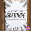 Y 78 Gratitude Journal Cover A MONTH OF GRATITUDE: A 20-Day Christian reflection & writing journal cover with botanical black-and-white illustrations on a white spiral notebook.