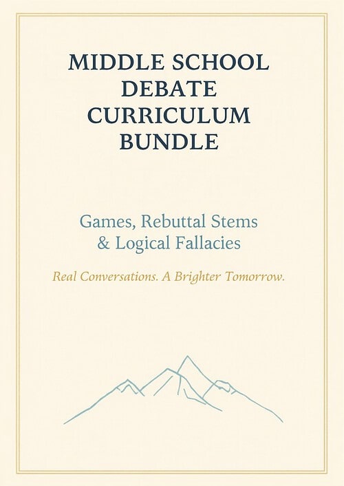 bundle-middle-school-cover Middle School Debate Curriculum Bundle | Games, Rebuttal Stems & Logical Fallacies | ClaimLore