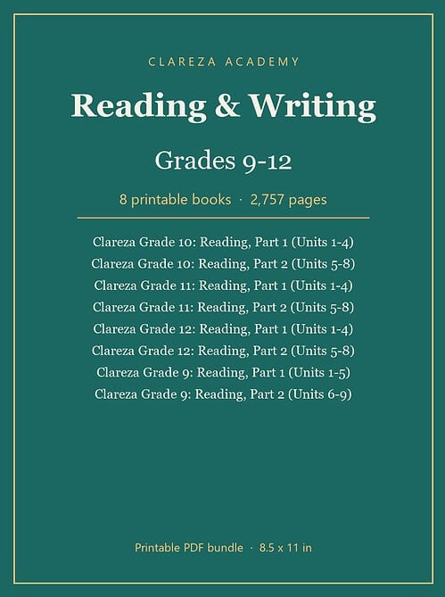 clareza-bundle-reading-writing-9-12.jpg Clareza Reading & Writing, Grades 9-12: 8-Book Bundle (Printable PDF)