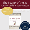 Book cover titled 'The Beauty of Music: Famous and Favourite Pieces' with musical notes and a butterfly illustration, promoting music appreciation for homeschoolers.