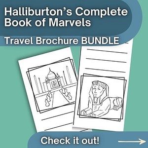 Halliburton's Complete Book of Marvels Travel Brochure- Hand Drawn, not AI
