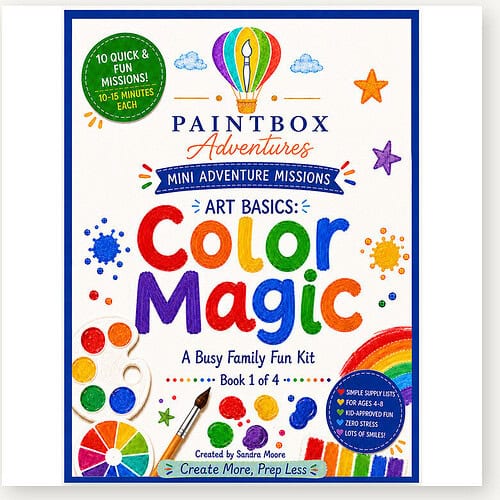 cropped-Color-Magic-cover-tightly-cropped.jpg Colorful Color Magic art basics cover from Paintbox Adventures Color Magic Busy Family Fun Kit Book 1 of 4 with paints, brushes, and a rainbow illustration.