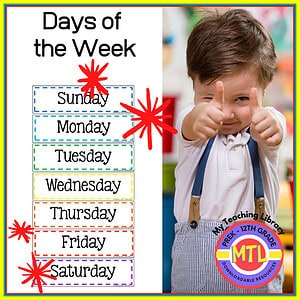 Days of the Week Cards for Pocket Chart & Daily Morning Flashcards - FREE