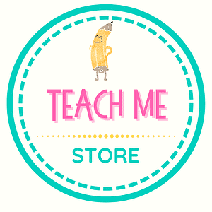Colorful logo for Teach Me Store featuring a smiling pencil character and vibrant text, ideal for homeschooling resources and educational supplies.