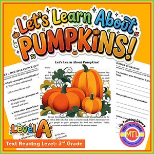 Pumpkin Reading Comprehension – Level A