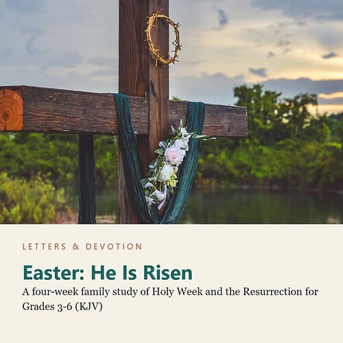 holiday-ld-easter.jpg Easter-themed Christian cross with floral decoration overlooking a river at sunset, symbolizing resurrection and faith.