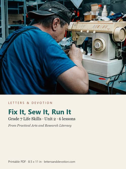 letters-devotion-electives_7-life-skills-u2.jpg Fix It, Sew It, Run It: Life Skills Unit 2, Grade 7 (Letters & Devotion)