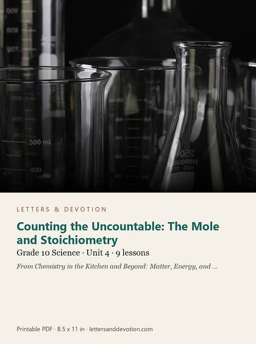 letters-devotion-g10_chemistry_part1-science-u4.jpg Counting the Uncountable: The Mole and Stoichiometry: Science Unit 4, Grade 10 (Letters & Devotion)