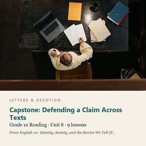 letters-devotion-g10_english_10_part2-reading-u8.jpg Capstone: Defending a Claim Across Texts: Reading Unit 8, Grade 10 (Letters & Devotion)