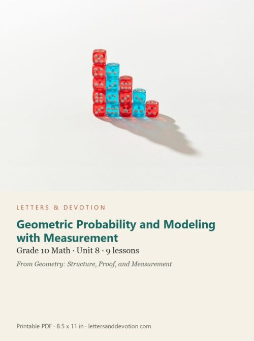 letters-devotion-g10_geometry_structure_proof_and_measurement-math-u8.jpg Geometric Probability and Modeling with Measurement: Math Unit 8, Grade 10 (Letters & Devotion)