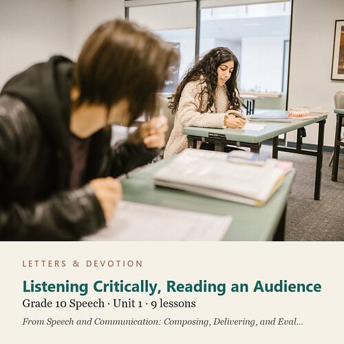 letters-devotion-g10_speech_and_communication_composing_delivering_and_evaluating_spoken_argument-speech-u1.jpg Listening Critically, Reading an Audience: Speech Unit 1, Grade 10 (Letters & Devotion)