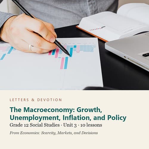 letters-devotion-g12_economics_scarcity_markets_and_decisions-social-studies-u3.jpg The Macroeconomy: Growth, Unemployment, Inflation, and Policy: Social Studies Unit 3, Grade 12 (Letters & Devotion)
