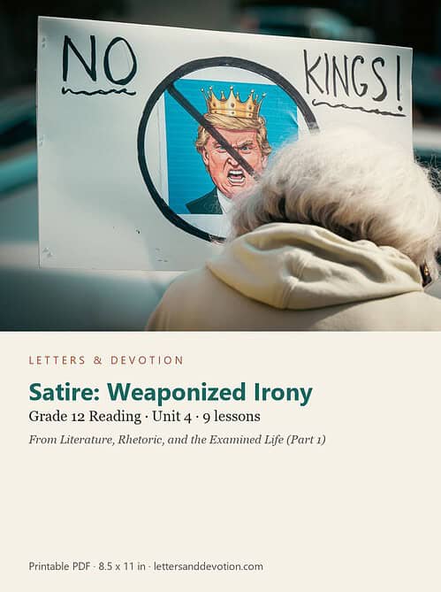 letters-devotion-g12_literature_part1-reading-u4.jpg Satire: Weaponized Irony: Reading Unit 4, Grade 12 (Letters & Devotion)