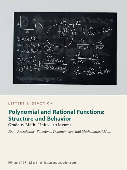 letters-devotion-g12_precalculus_functions_trigonometry_and_mathematical_modeling-math-u2.jpg Polynomial and Rational Functions: Structure and Behavior: Math Unit 2, Grade 12 (Letters & Devotion)