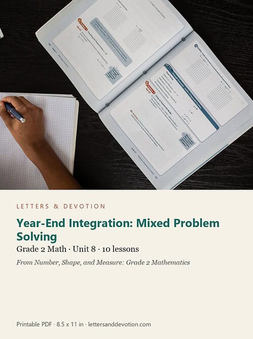 letters-devotion-g2_number_shape_and_measure_grade_2_mathematics-math-u8.jpg Year-End Integration: Mixed Problem Solving: Math Unit 8, Grade 2 (Letters & Devotion)