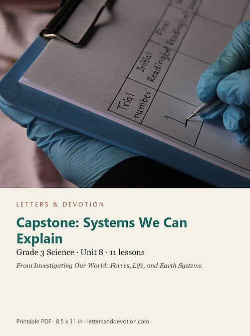 letters-devotion-g3_investigating_our_world_forces_life_and_earth_systems-science-u8.jpg Capstone: Systems We Can Explain: Science Unit 8, Grade 3 (Letters & Devotion)