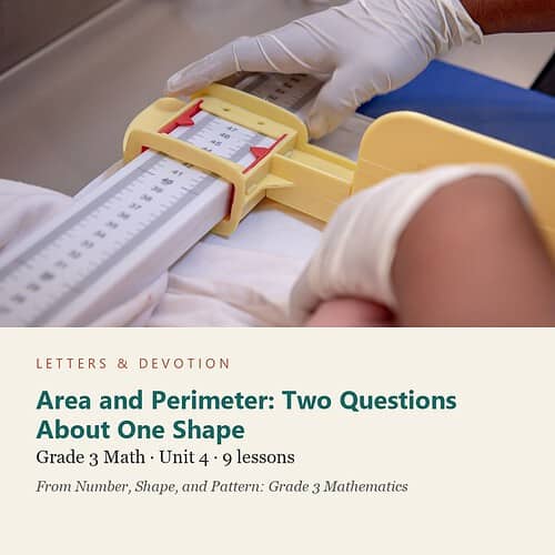 letters-devotion-g3_number_shape_and_pattern_grade_3_mathematics-math-u4.jpg Area and Perimeter: Two Questions About One Shape: Math Unit 4, Grade 3 (Letters & Devotion)