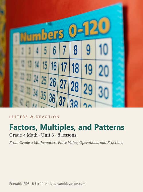 letters-devotion-g4_grade_4_mathematics_place_value_operations_and_fractions-math-u6.jpg Factors, Multiples, and Patterns: Math Unit 6, Grade 4 (Letters & Devotion)