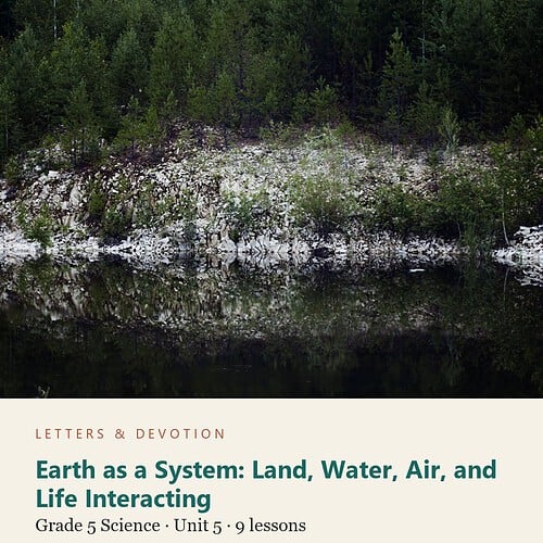 letters-devotion-g5_matter_systems_and_the_sky_grade_5_science-science-u5.jpg Earth as a System: Land, Water, Air, and Life Interacting: Science Unit 5, Grade 5 (Letters & Devotion)