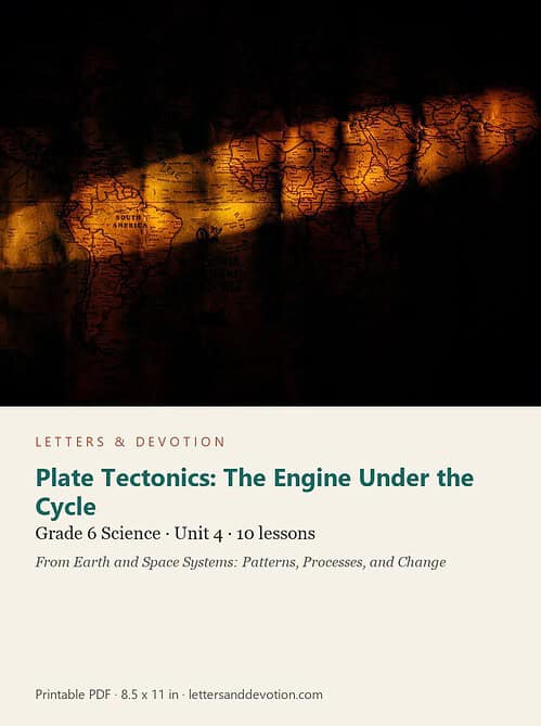 letters-devotion-g6_earth_and_space_systems_patterns_processes_and_change-science-u4.jpg Plate Tectonics: The Engine Under the Cycle: Science Unit 4, Grade 6 (Letters & Devotion)