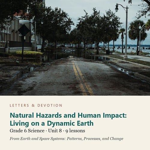 letters-devotion-g6_earth_and_space_systems_patterns_processes_and_change-science-u8.jpg Natural Hazards and Human Impact: Living on a Dynamic Earth: Science Unit 8, Grade 6 (Letters & Devotion)