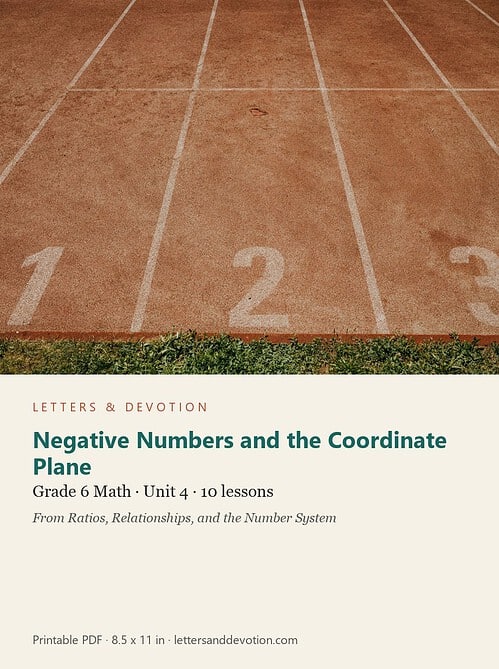 letters-devotion-g6_ratios_relationships_and_the_number_system-math-u4.jpg Negative Numbers and the Coordinate Plane: Math Unit 4, Grade 6 (Letters & Devotion)