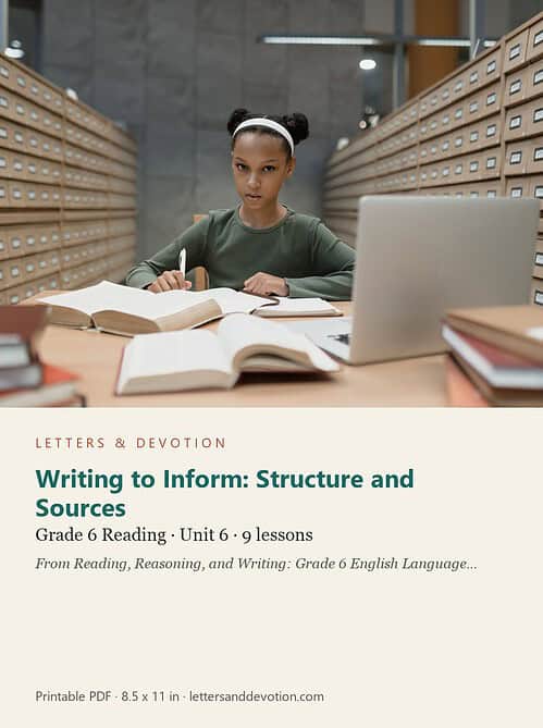 letters-devotion-g6_reading_reasoning_and_writing_grade_6_english_language_arts-reading-u6.jpg Writing to Inform: Structure and Sources: Reading Unit 6, Grade 6 (Letters & Devotion)