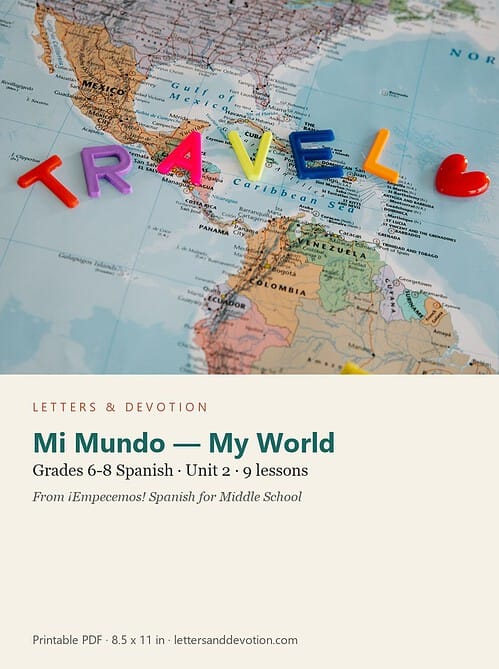 letters-devotion-g7_empecemos_spanish_for_middle_school-spanish-u2.jpg Mi Mundo — My World: Spanish Unit 2, Grades 6-8 (Letters & Devotion)