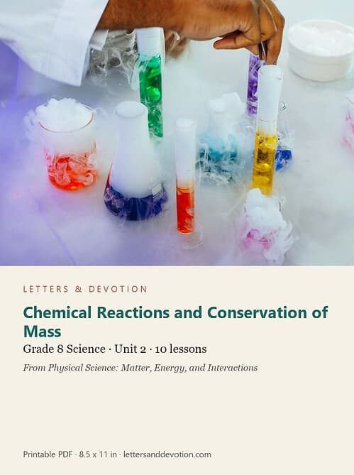 letters-devotion-g8_physical_science_matter_energy_and_interactions-science-u2.jpg Chemical Reactions and Conservation of Mass: Science Unit 2, Grade 8 (Letters & Devotion)