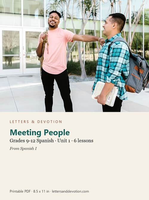 letters-devotion-g9_spanish_i-spanish-u1.jpg Meeting People: Spanish Unit 1, Grades 9-12 (Letters & Devotion)