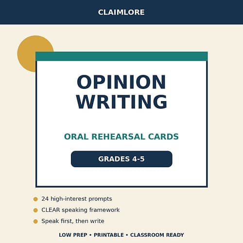 opinion-cover Opinion Writing Oral Rehearsal Cards | Grades 4-5 | ClaimLore