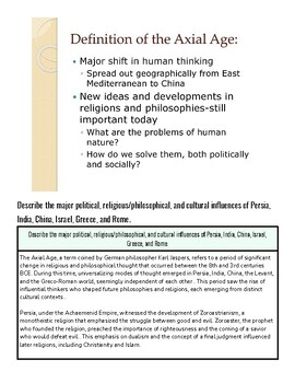 original-12171119-1.jpg Educational image illustrating the definition of the Axial Age, highlighting major political, religious, and philosophical shifts in Persia, India, China, Israel, Greece, and Rome.