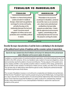 Diagram comparing feudalism and manorialism, highlighting their key differences and characteristics.