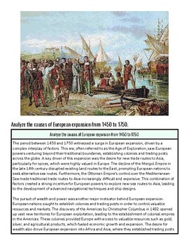 original-12176777-1.jpg European expansion from 1450 to 1750, showing ships, explorers, and indigenous peoples at a port, illustrating the Age of Exploration and European influence.