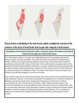 Map of Israel highlighting regions involved in the Arab-Israeli conflict, with focus on disputed territories and key areas of conflict.