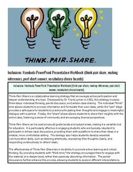 Three light bulbs with the words 'Think. Pair. Share.' underneath, symbolizing collaborative learning and idea sharing.